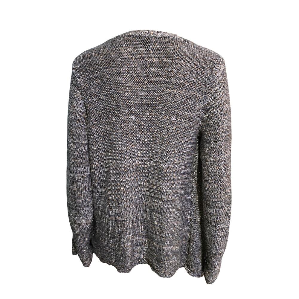 White House Black Market silver sequin cardigan tapered sweater size S - Picture 5 of 5